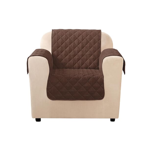 Sure-Fit Microfiber Non Slip Chocolate Polyester Chair Slipcover