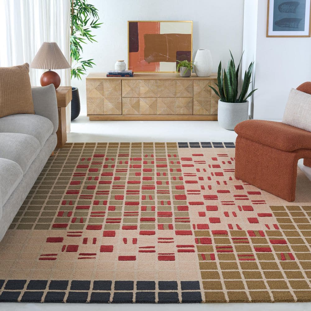 Genre 9 ft. x 12 ft. Gray/Red Abstract Geometric Area Rug price history on PriceWatchPro