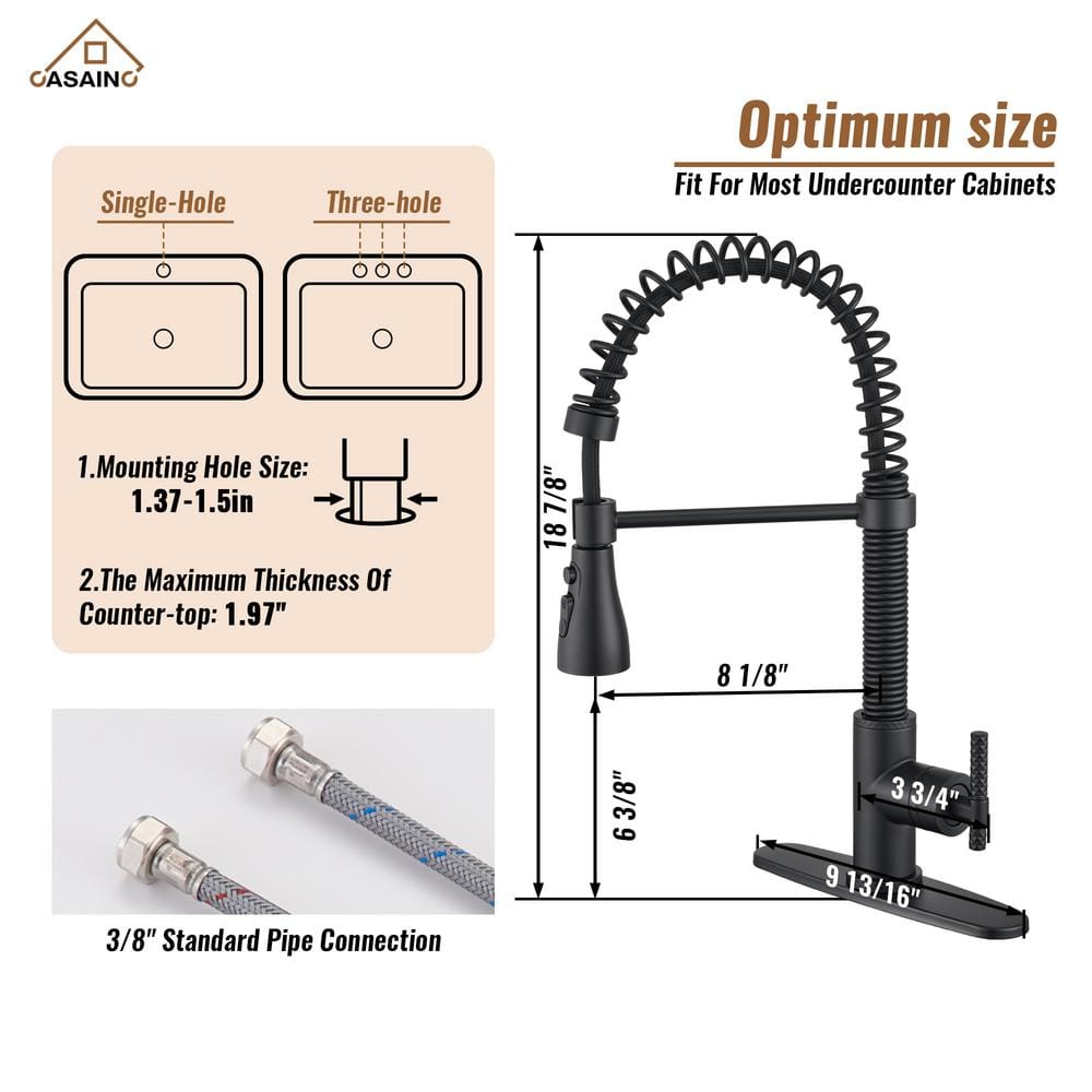 Matte Black Stainless Steel Pull-Out Kitchen Faucet