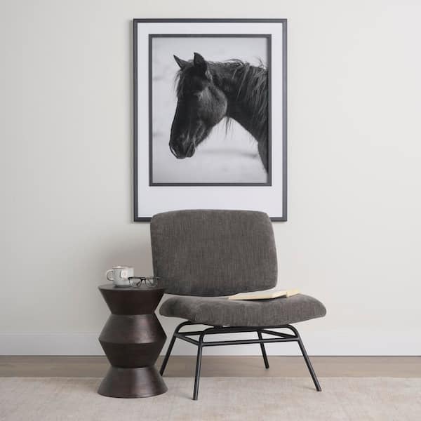 Nora Charcoal Fabric Seat with Matte Black Metal Legs Accent Chair 1 Chair Included