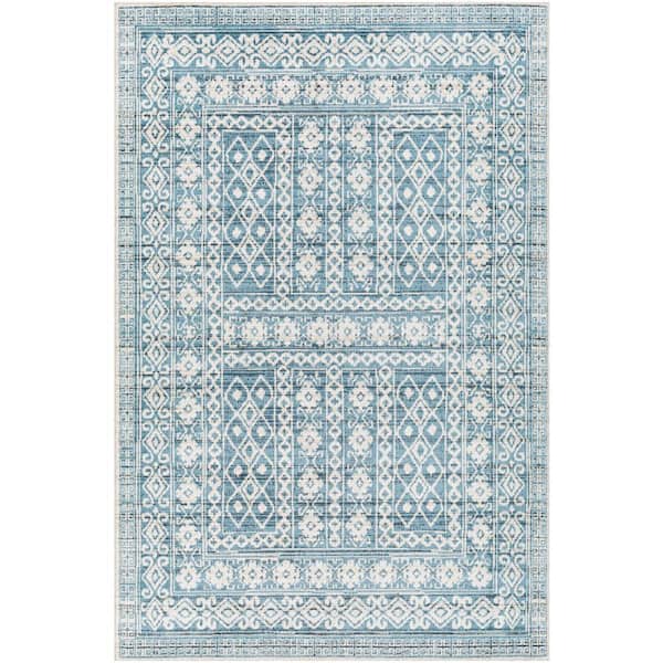 Livabliss Lexa Aqua 8 ft. x 10 ft. Indoor Machine-Washable Area Rug
