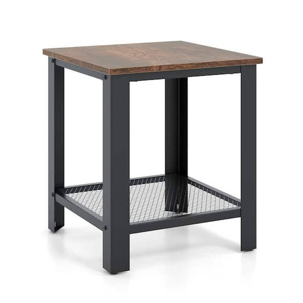 Industrial End Table Side Table with 2-Tier cheapest Storage Shelf, 18'' Square Nightstan