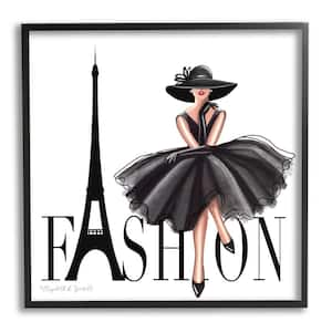 Parisian Fashion High Design Black Dress By Elizabeth Tyndall Framed Print Abstract Texturized Art 12 in. x 12 in