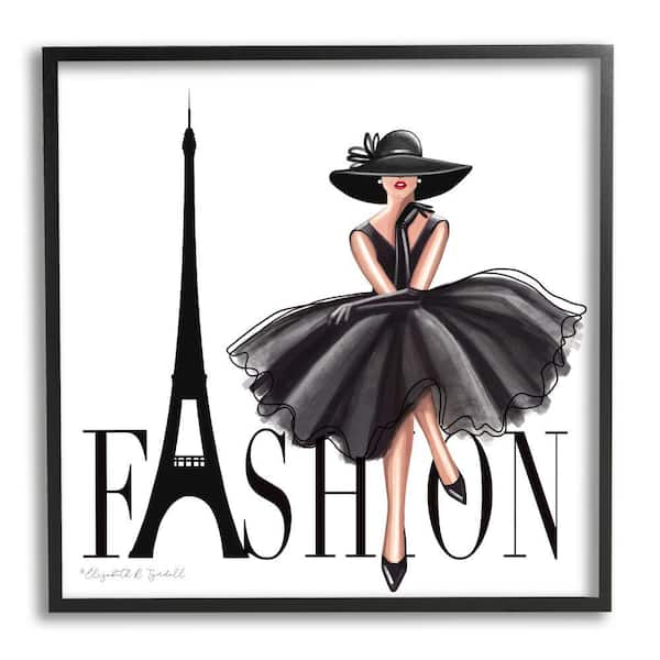 Stupell Industries Parisian Fashion High Design Black Dress By Elizabeth Tyndall Framed Print Abstract Texturized Art 17 in. x 17 in.