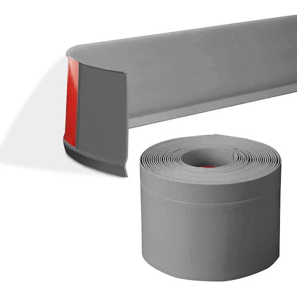 0.08 in. D x 4 in. W x 20 ft. L Self-Adhesive Gray PVC Flexible Baseboard Moulding Trim