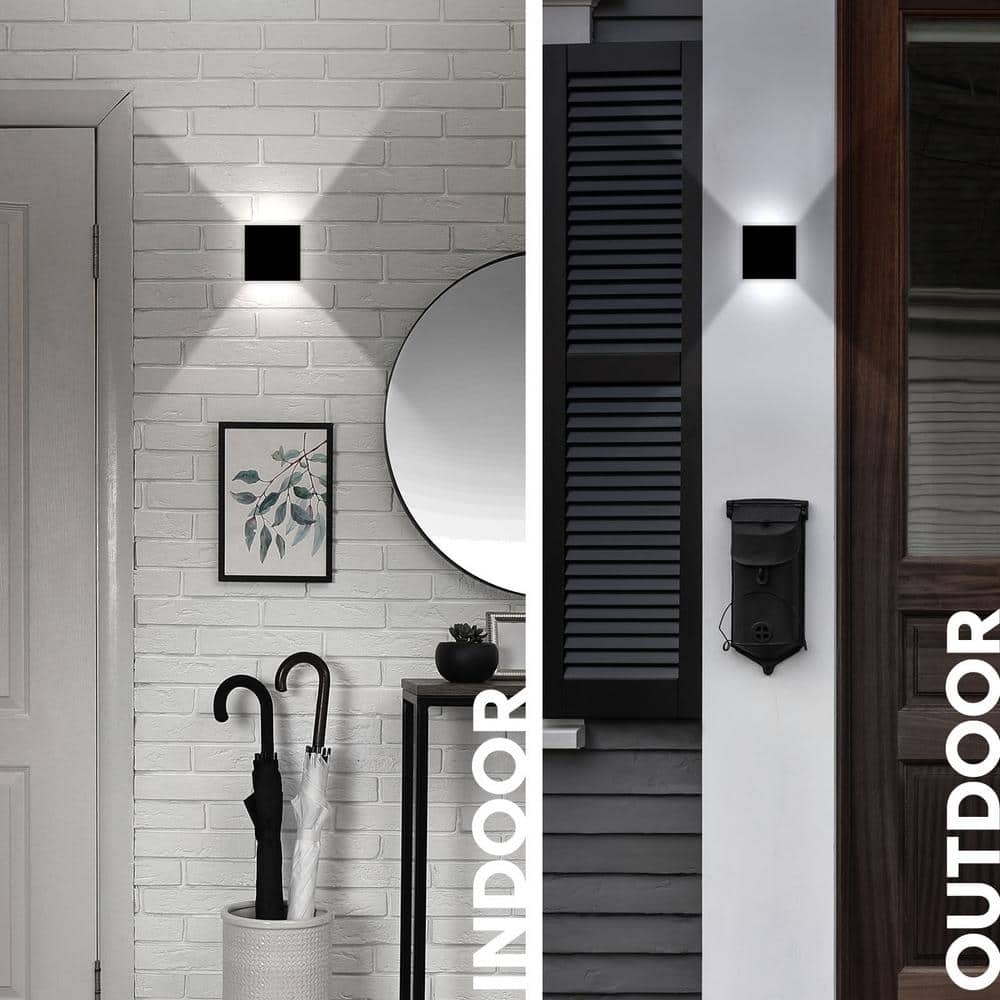 Black Metal LED Up and Down Wall Sconces Set