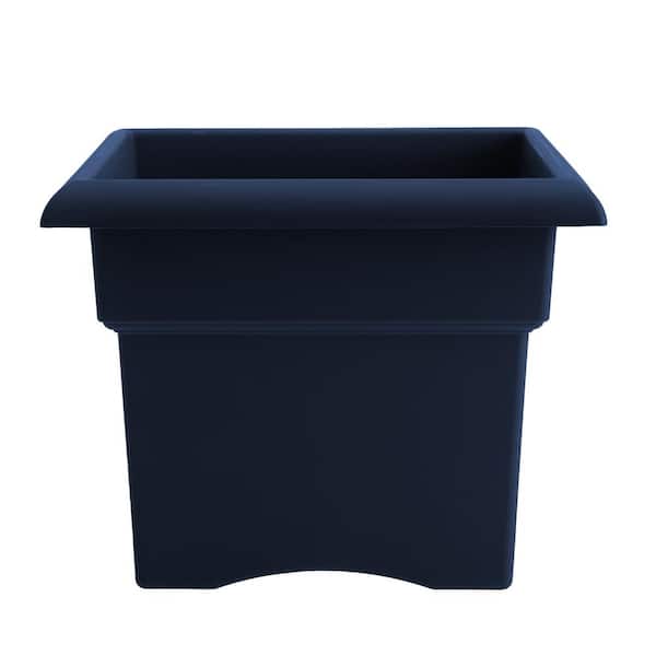 Bloem Veranda 14 in. L x 14 in. W x 11.25 in. H 18 qt. Navy Plastic Deck Box Planter