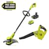 RYOBI ONE+ 18V 13 in. Cordless Battery String Trimmer with 2.0 Ah Battery, Charger, and FREE Cordless Compact Workshop Blower P20150-P755