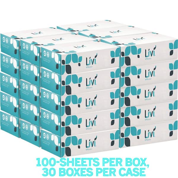 Livi VPG Select Embossed 2-Ply Facial Tissue (100-Sheets per Flat Box, 30-Boxes per Case)