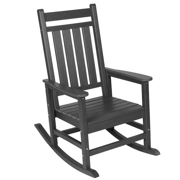 TIRAMISUBEST ​All Weather Grey Wood Outdoor Rocking Chair ​