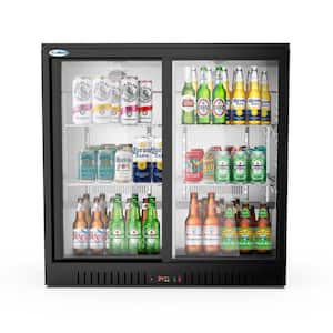 35 in. W 7.4 cu. ft. 2 Glass Sliding Door Counter Height Back Bar Cooler Refrigerator with LED Lighting in Black