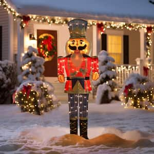 5 ft. 3D Nutcracker Outdoor Christmas Holiday Yard Decoration Play Drum Warm White Light