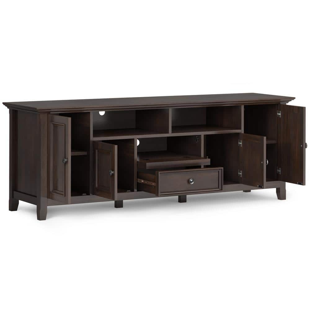 Brunette Brown Traditional Solid Wood 72" TV Media Stand