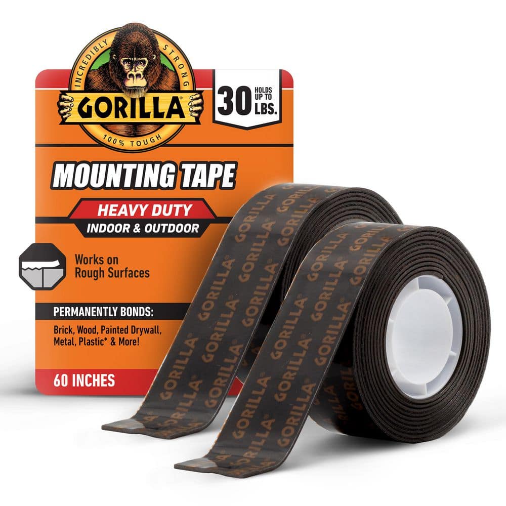 Gorilla 1 in. x 1.67 yd. Black Heavy Duty Mounting Tape (2-Pack