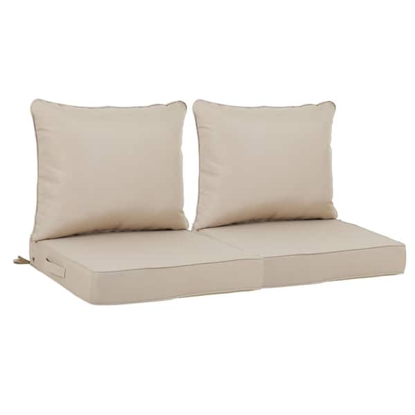24 x 24 x 4. 3 Deep Seat Outdoor Lounge Chair Patio Chair 2 Replacement Beige Cushion Sets with Pillows