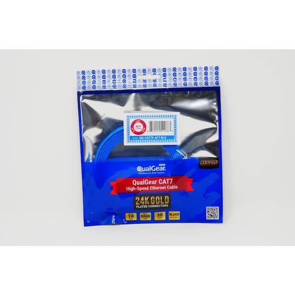QualGear 6 ft. CAT 7 Flat High-Speed Ethernet Cable - Blue QG