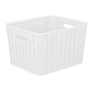 8.75 in. H x 11.5 in. W x 13.75 in. D White Plastic Cube Storage Bin