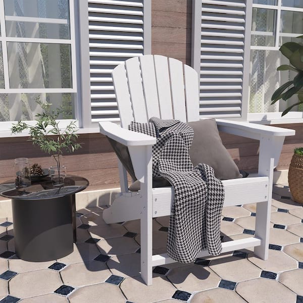  Classic White Plastic Adirondack Chair for Outdoor Garden Porch Patio Deck Backyard