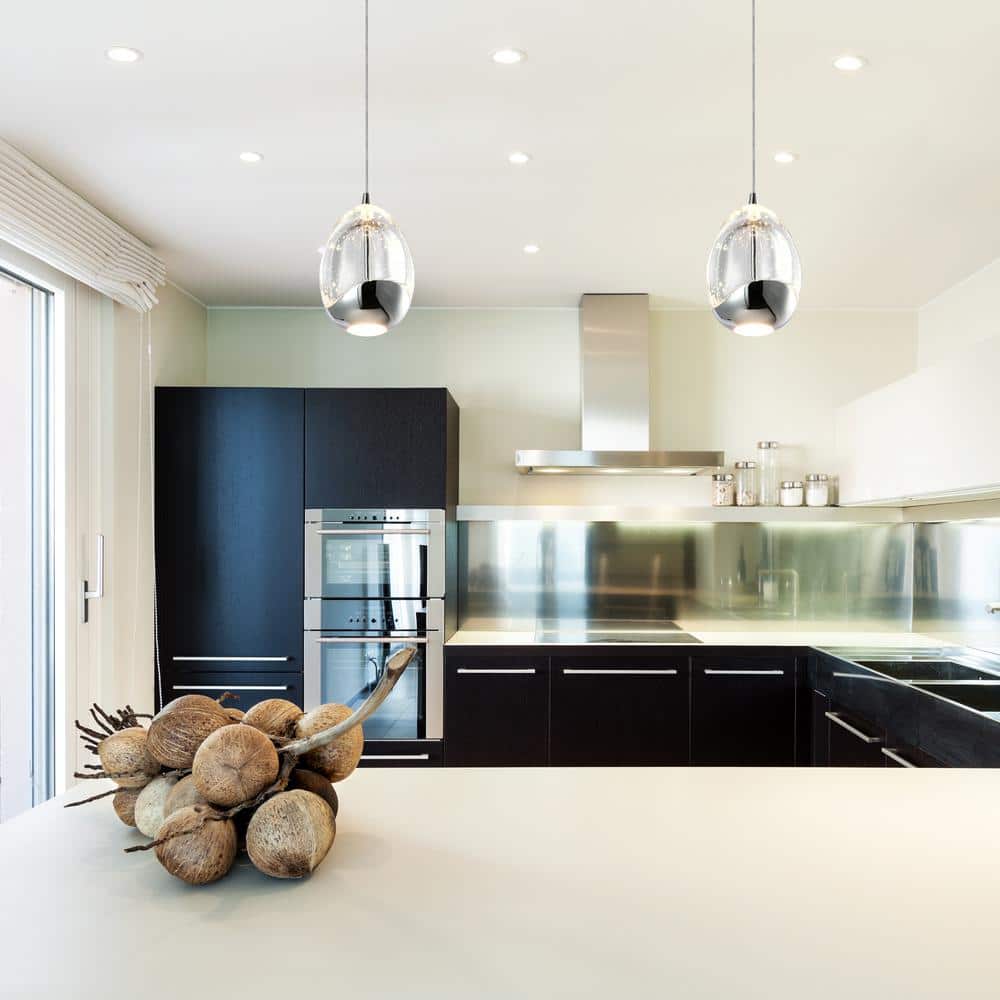 Artisan Deco Black Glass LED Pendant Light, 80" Energy Star