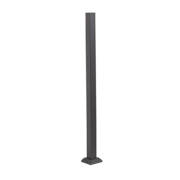 Fortress Railing Products Fe26 2 in. x 39.5 in. Black Sand Metal Post with Base and Cover
