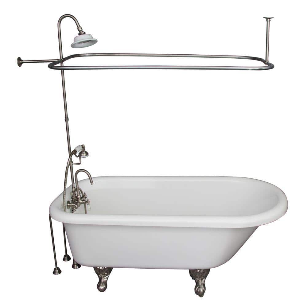 5.6 ft. Acrylic Ball and Claw Feet Roll Top Tub in White with Brushed Nickel Accessories price history on PriceWatchPro