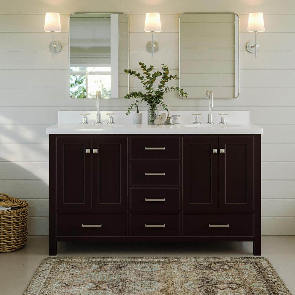 ARIEL Cambridge 60-in White Bathroom Vanity Base Cabinet