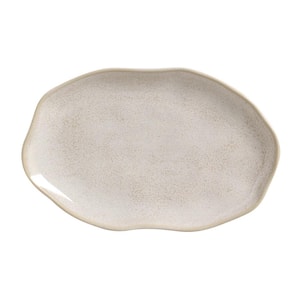 11.81 in. Latte Beige Stoneware Shallow Oval Platter Medium (Set of 4)