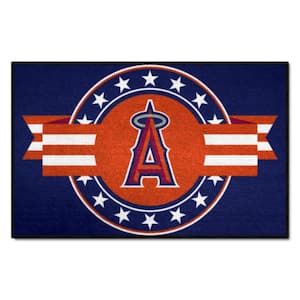 Los Angeles Angels flag, MLB, red white metal background, american