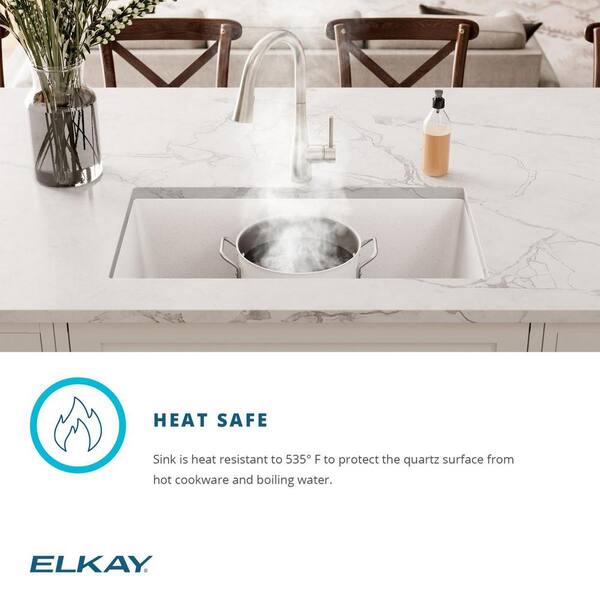 Elkay Quartz Classic Greystone Quartz 33 in. Equal Double Bowl