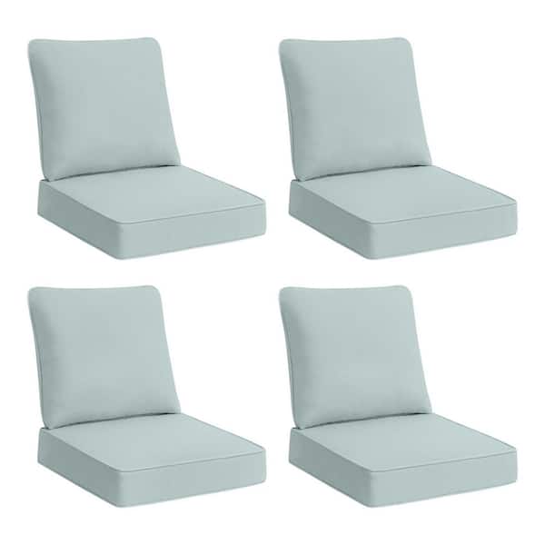 Hampton Bay 24 in. W x 24 in. D Cushionguard Deep Seat Universal Outdoor Cushion in Seabreeze (Set of 4)