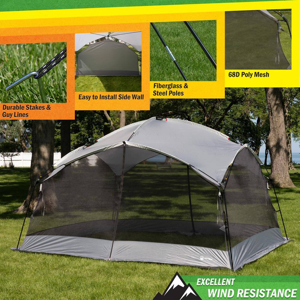 Gray 12x10 Pop-Up Camping Canopy Tent with Carry Bag