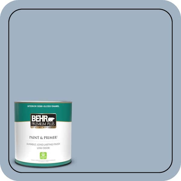 BEHR PREMIUM PLUS 1 qt. #S520-3 Perfect Landing Semi-Gloss Enamel Low Odor Interior Paint & Primer