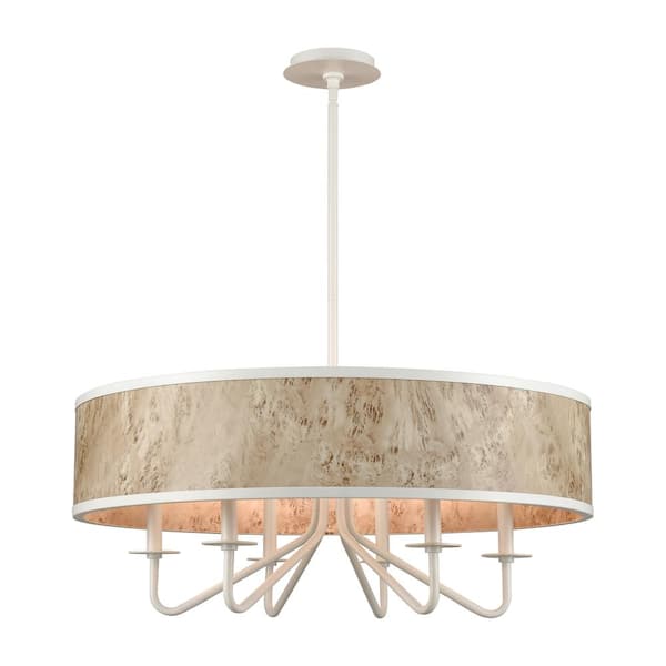 Titan Lighting Esau 30 in. Wide 6-Light Matte White Chandelier with Metal Shade