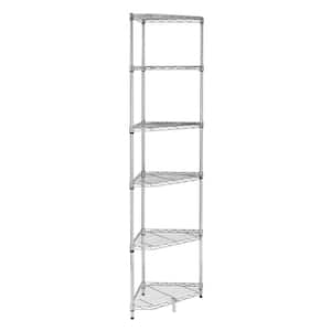 Steel 10 in. W x 72 in. H x 16 in. D 6-Tier Triangle Corner Wire Shelving, Chrome