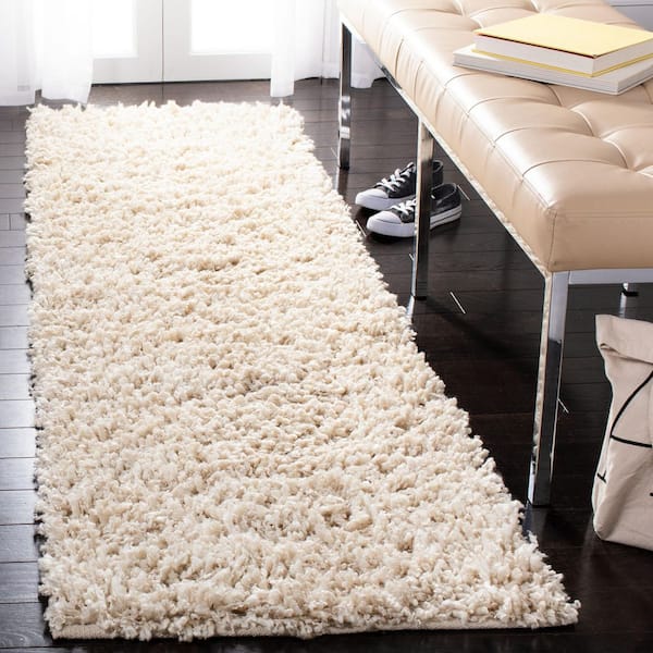 Sheep Shag 2 ft. x 8 ft. Ivory Solid Color Runner Rug