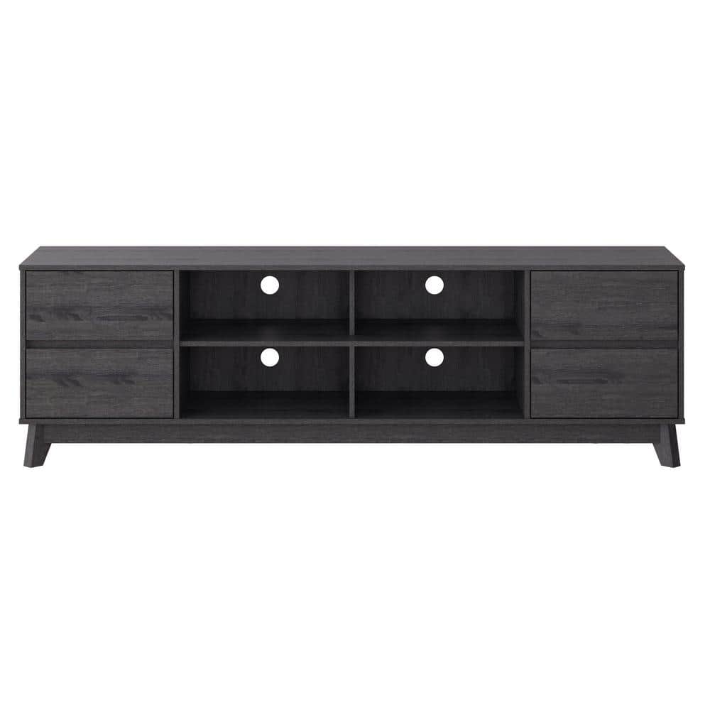 Gray Wood Grain TV Stand with Drawers for TVs up to 85"