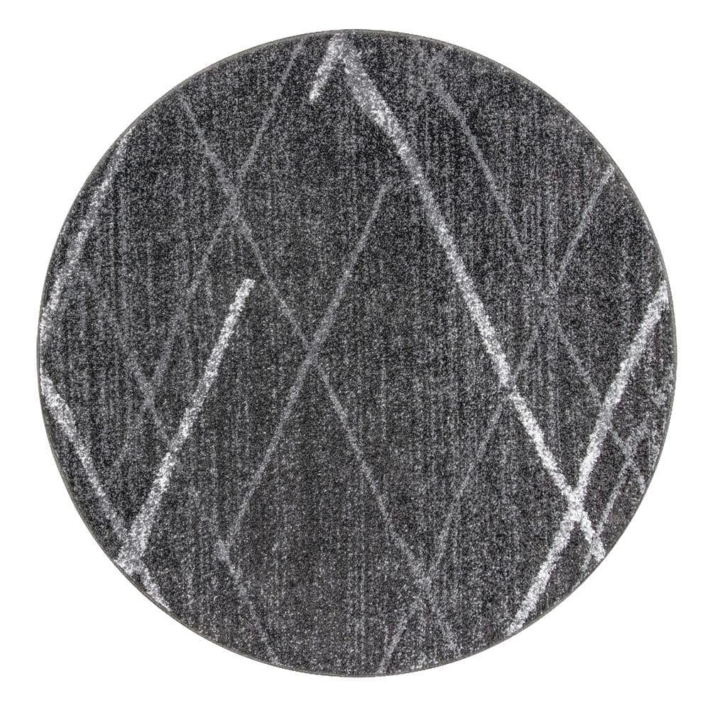 nuLOOM Thigpen Contemporary Stripes Dark Gray 4 ft. Round Rug BDSM04B
