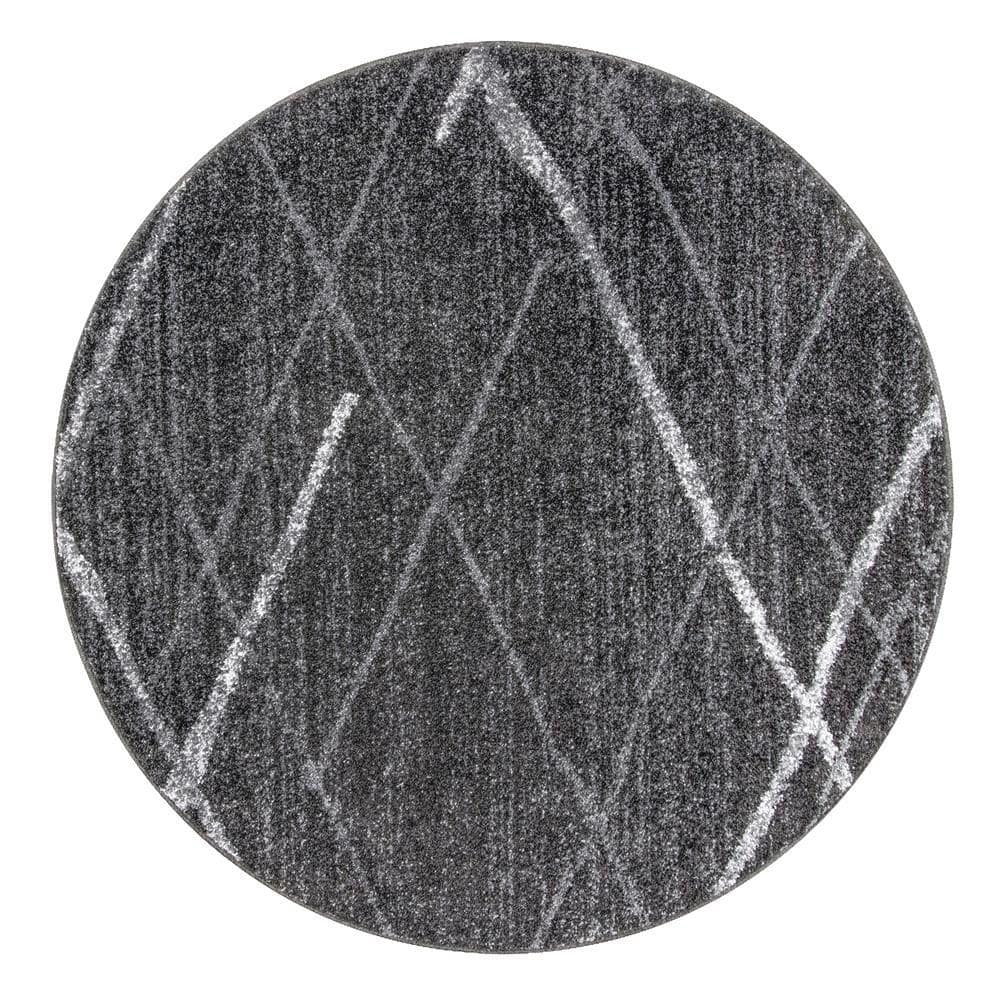 nuLOOM Thigpen Contemporary Stripes Dark Gray 5 ft. Round Rug