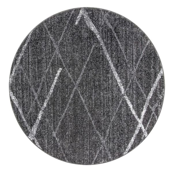 nuLOOM Thigpen Contemporary Stripes Dark Gray 8 ft. Round Rug