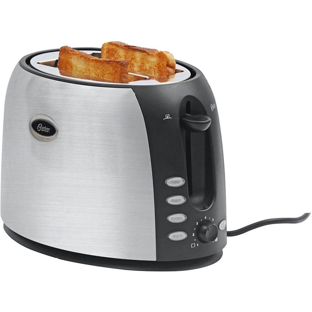 Black and Stainless Steel 2-Slice Wide Slot Toaster