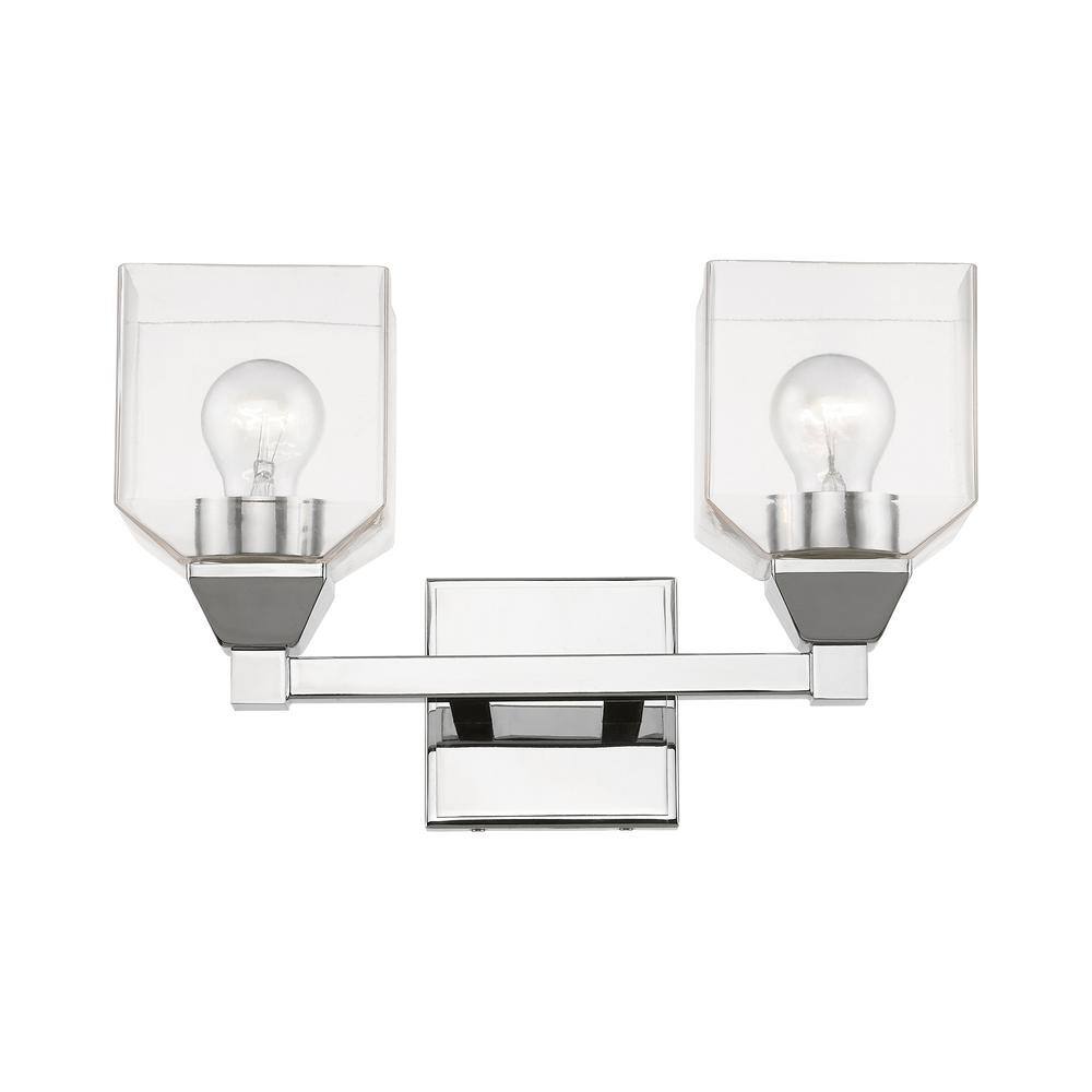 Polished Chrome 2-Light Vanity Sconce with Clear Glass Shades