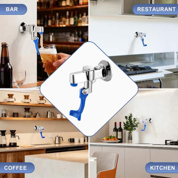 Internal Thread Wall Mount Commercial Pot Filler Push Back Glass Filler Faucet, for Bar, Diner, Cafe, in Polished Chrome