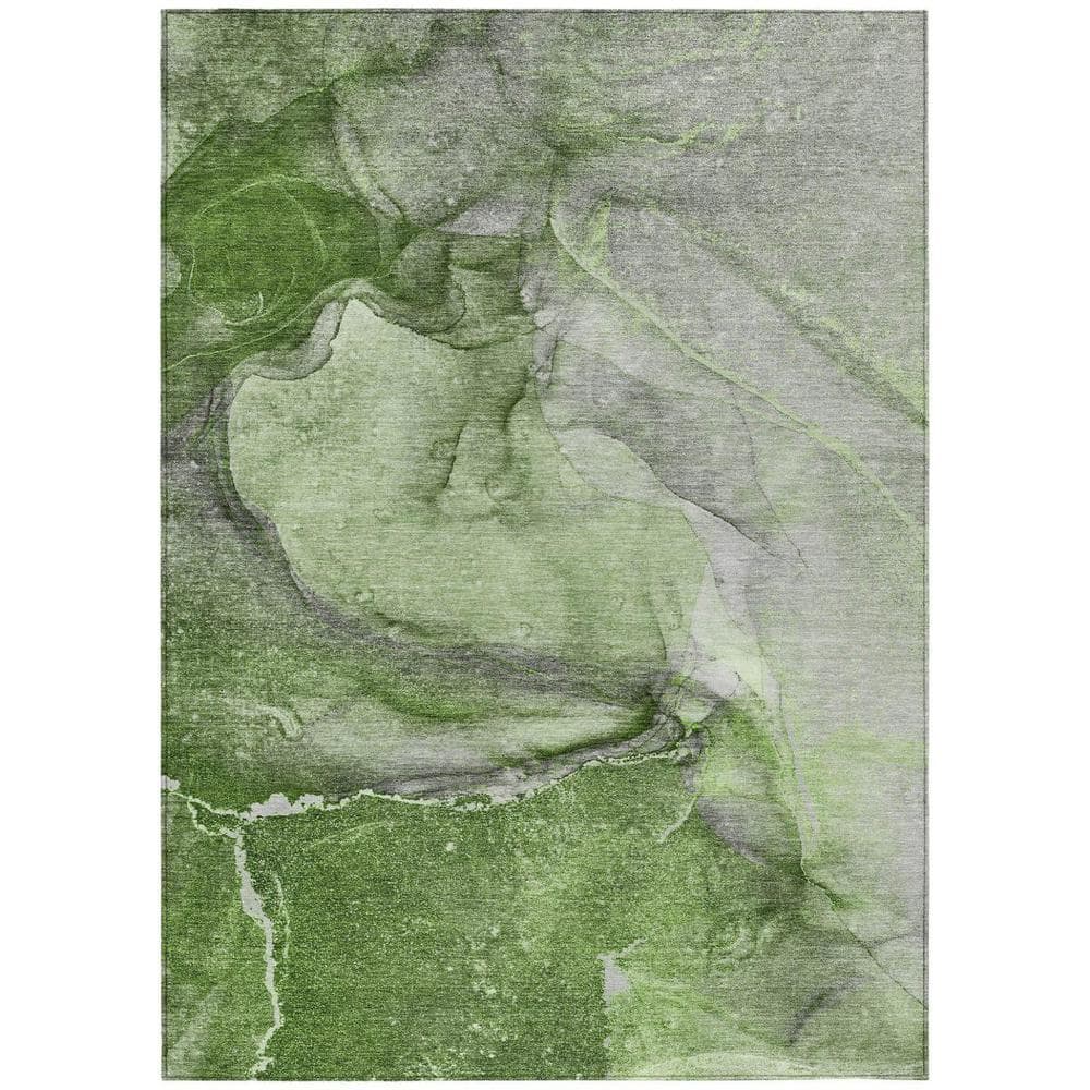 Olive Green 5 ft. x 8 ft. Woven Abstract Polyester Rectangle Indoor/Outdoor Area Rug price history on PriceWatchPro