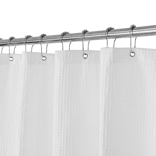 71 in. W x 72 in. L Hotel Luxury Series Fabric Shower Curtain for Bathroom Tub, Water Repellent, in White