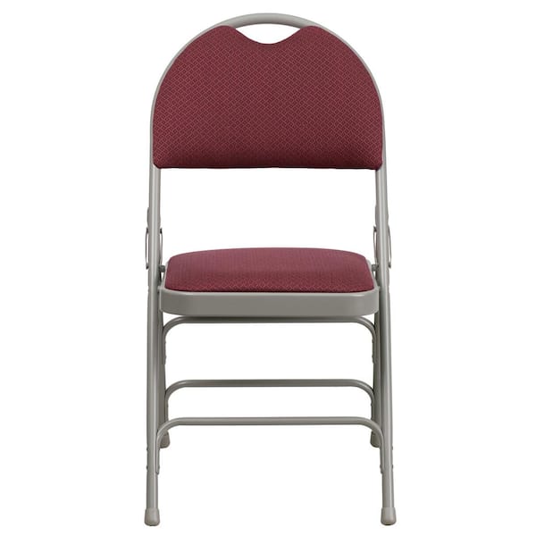 Carnegy Avenue Burgundy Patterned Metal Folding Chair (2