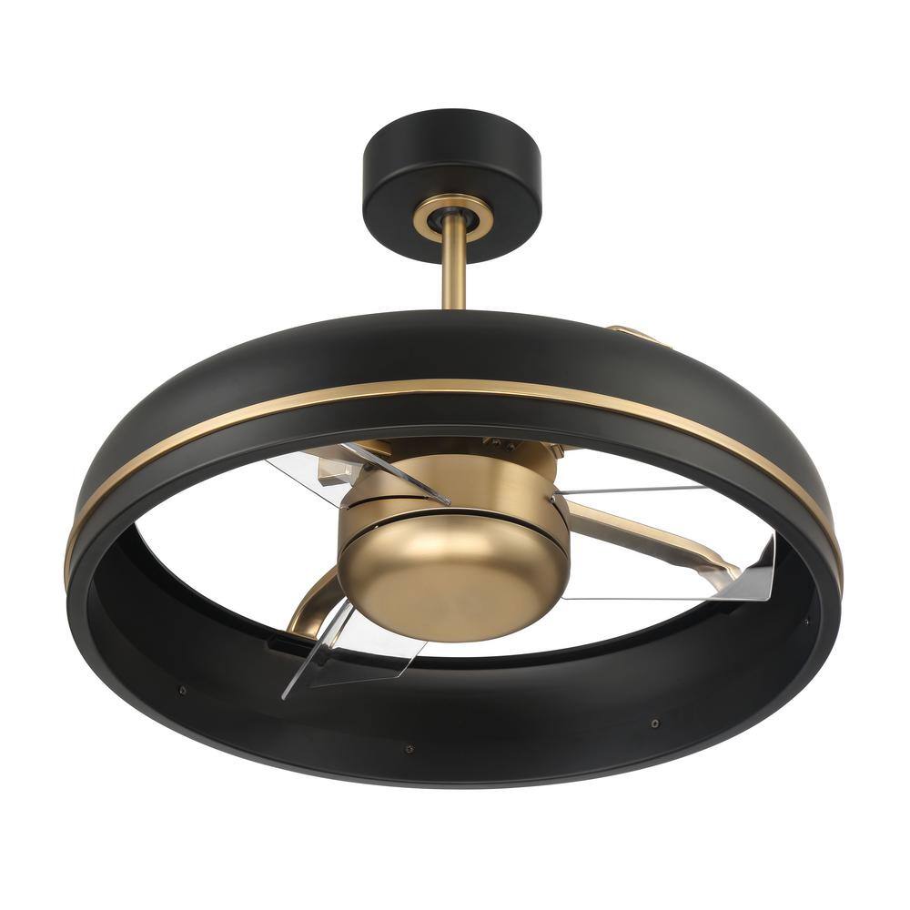 Taylor 20'' Flat Black and Satin Brass Ceiling Fan with LED Light and Remote