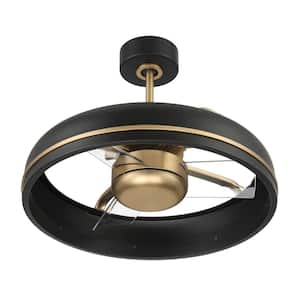 Taylor 20 in. Integrated LED Indoor Flat Black/Satin Brass Dual Mount Ceiling Fan Smart WI-FI Enabled Remote & Light Kit