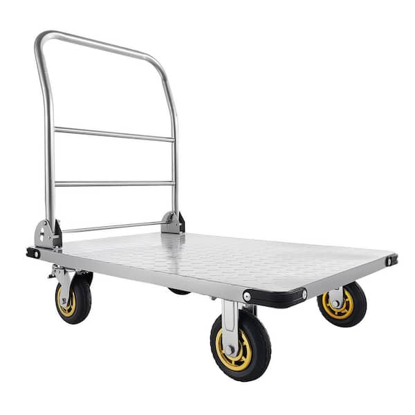 35.4 x 23.6 x 35.4 in. Platform Truck, 2000 lbs. Capacity, Heavy Duty Steel Flatbed Cart with Swivel Wheels and Handle