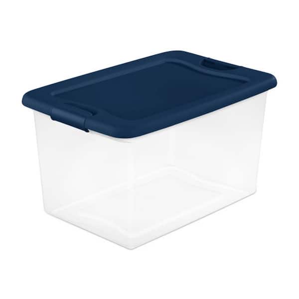 64-Qt. Latching Plastic Storage Container Tote, Marine Blue (6 Pack)