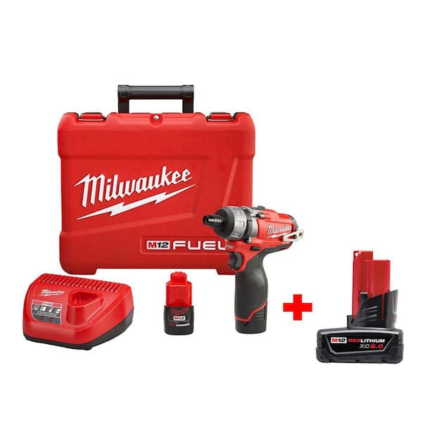 Milwaukee M12 FUEL 12V Cordless 1/4 in. Hex 2-Speed Screwdriver Kit with M12 6.0 Ah Battery Pack